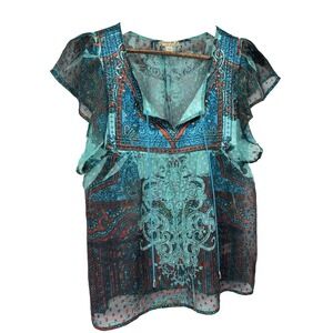 VTG Y2K Energe Fairy grunge burnout swiss dot M aqua indie festival Sheer